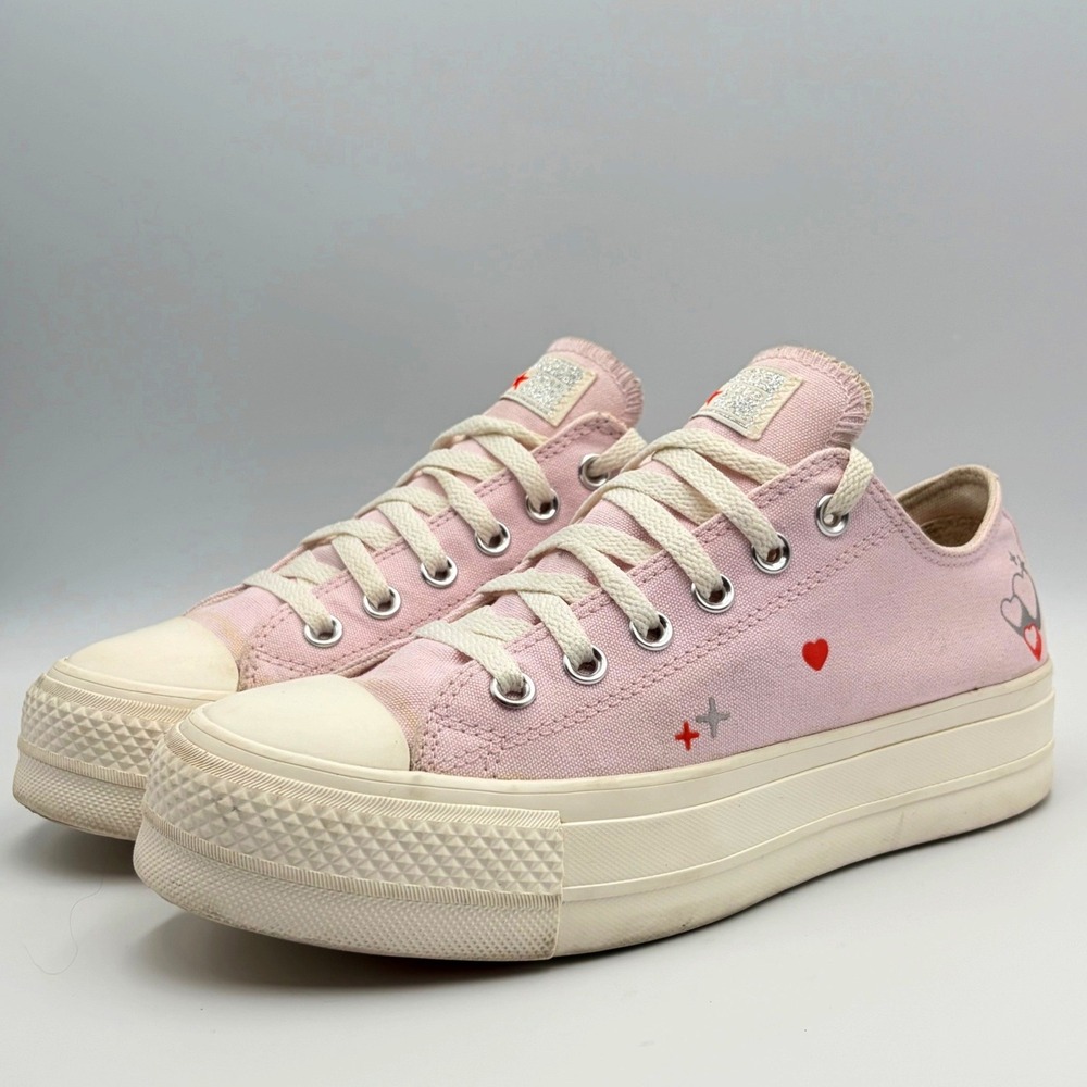 Converse Chuck Taylor All Star Lift Platform Pink Heart Lilac Fever Womens 8 - Picture 3 of 13